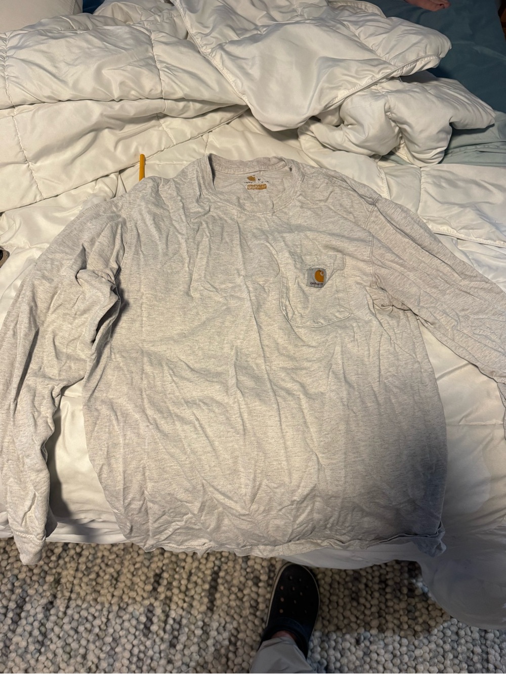 Carhartt Light Heather Gray Long-Sleeve Pocket Tee